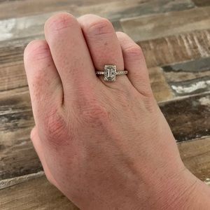 PANDORA Jewelry Sparkling Square Halo Cubic Zirconia Ring in Sterling Silver